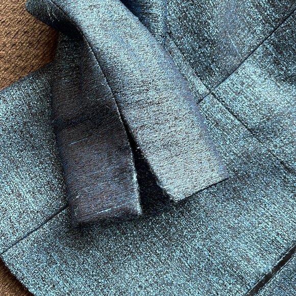 NIPON BOUTIQUE DOPAMINE OMBRE-SHINE RUFFLE FRONT BLAZER JACKET WOMENS 10 BLUE - Picture 6 of 16